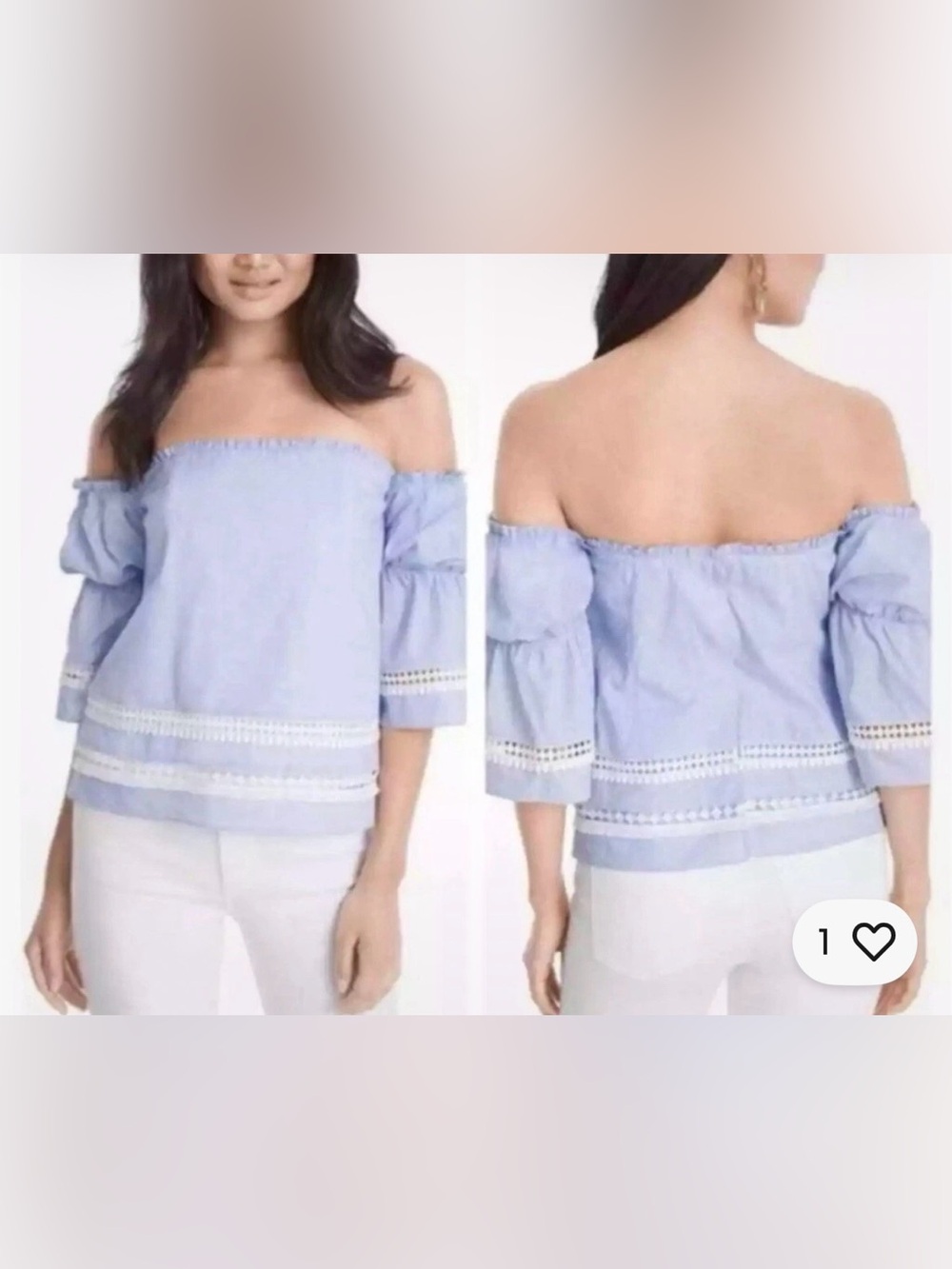 White House Black Market Off-the-Shoulder Blouse – Light Blue | Size 2 | NWOT